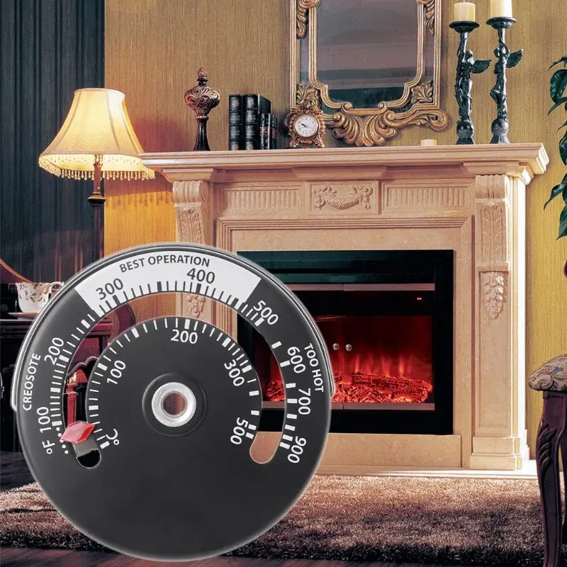 Teplomer ventilátora krbu s pásovými krúžkami na meranie rúry