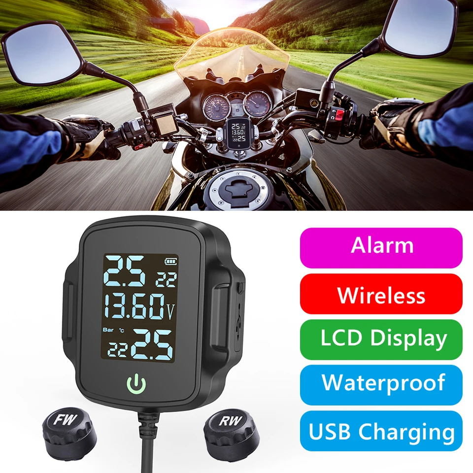 Teplotný systém teploty pneumatík Motický monitorovací systém tlaku na motorku s pneumatikami Systém tlaku QC 3.0 LCD