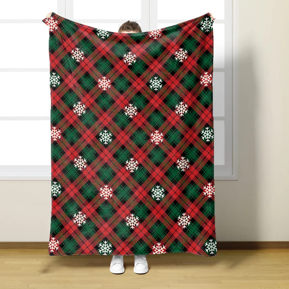 Teplá vianočná zimná prikrývka Zelená a červená flanelová posteľná bielizeň Bedspreads Prikrývky pokrývajú koleno prikrývky dekorácie pohovky vianočné darčeky