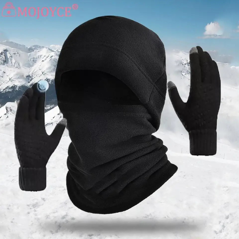 Teplá čiapka s čiapkami so šatkami a rukavicami dotykovej obrazovky Windproof Watch Cap Fleece Outdoor Sports Ski Cycling Cap Hat pre mužov Ženy