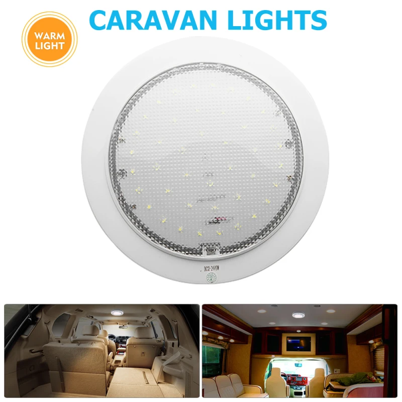 Teplý biely stropný svetlo karavan RV Universal 9W 12V LED Interiér strešná stropná kabína Svetlo Energia úsporný DC Round That
