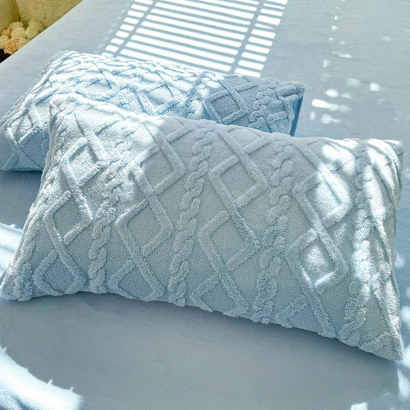 Teplý fleece flanel vankúš na spanie, zimný plyšový vankúšový kryt, puzdro bočného vankúša AB, pevná zelená domáca posteľná bielizeň 48*74*2ks