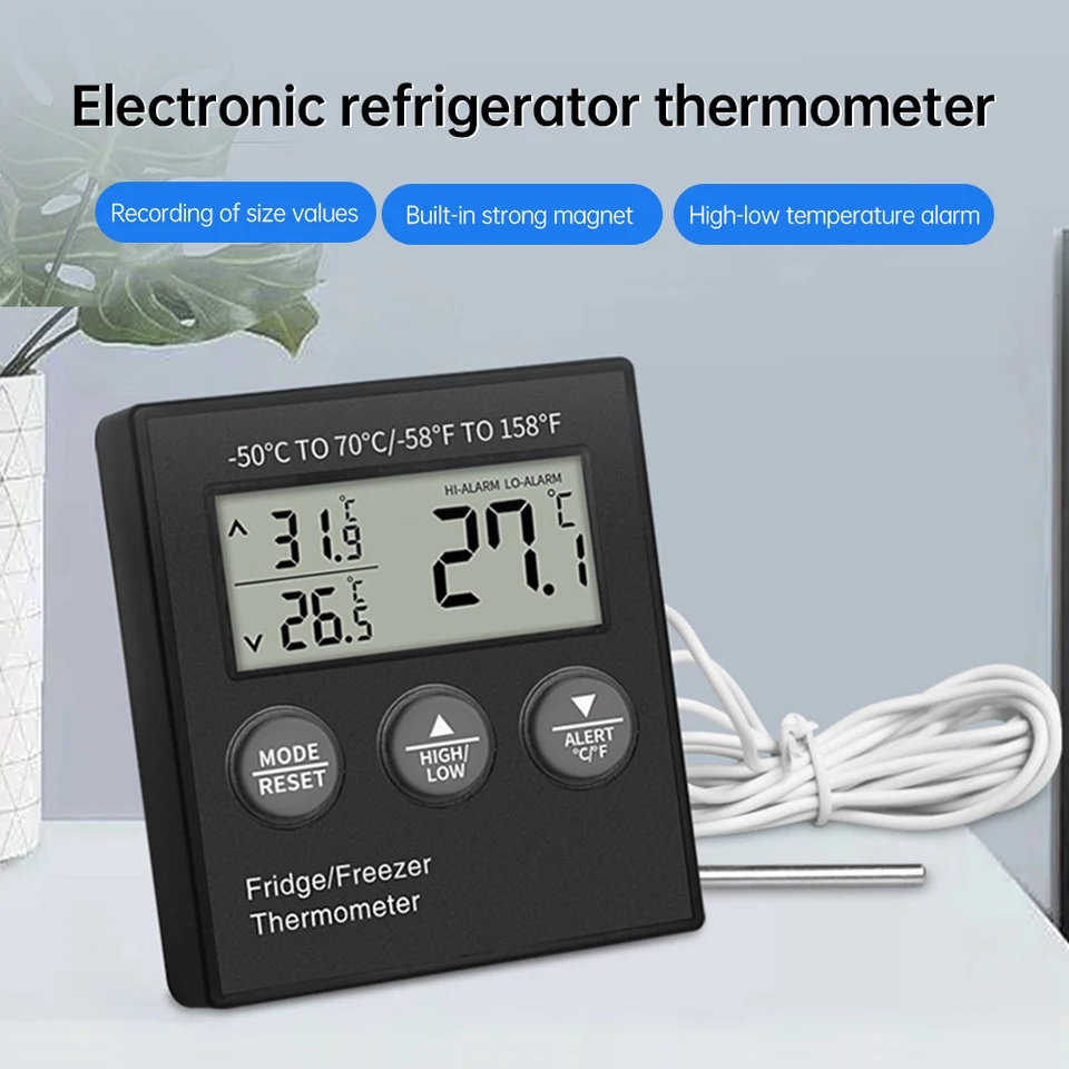 Termometer digitálnej chladničky s teplotným alarmom LCD displej digitálnej chladničky mrazničky Termometer
