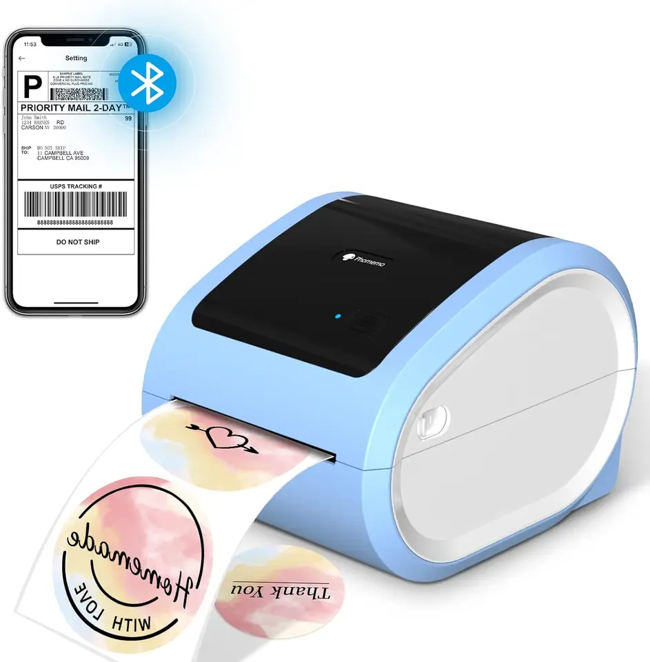 Termálna tlačiareň Phomemo Bluetooth D520Shipping Tlačiareň 100 mm tlačiareň pre obchodné balíčky/čiarový kód/adresa/poštovné štítok