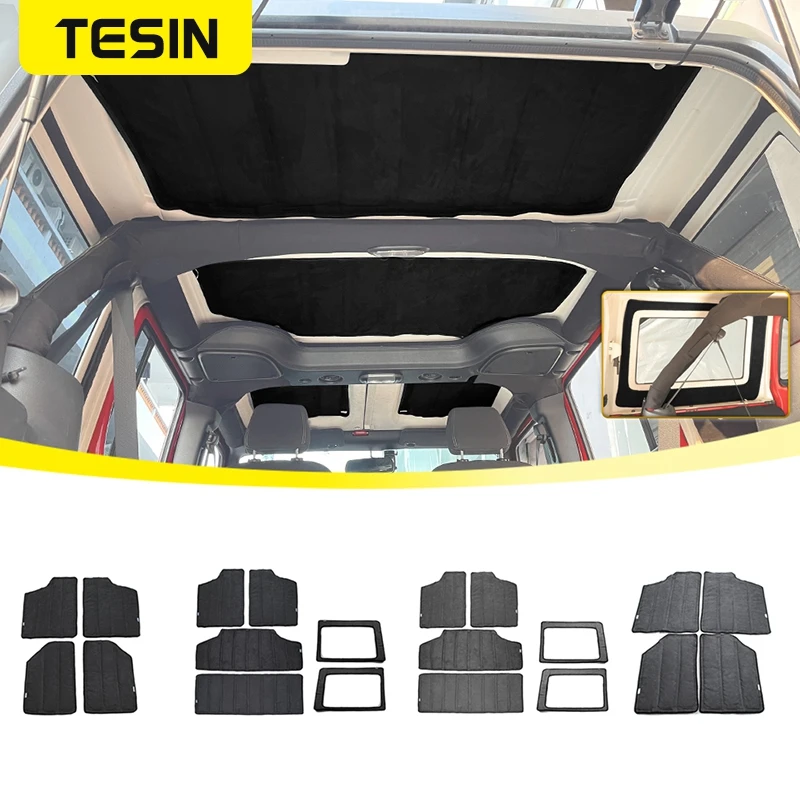 Tesin Car Roof Window Zvuk Zvuk tepelná izolácia Cotton Pad Kit pre Jeep Wrangler JK 2012-2016 2017 2/4 Dverové interiérové ​​doplnky