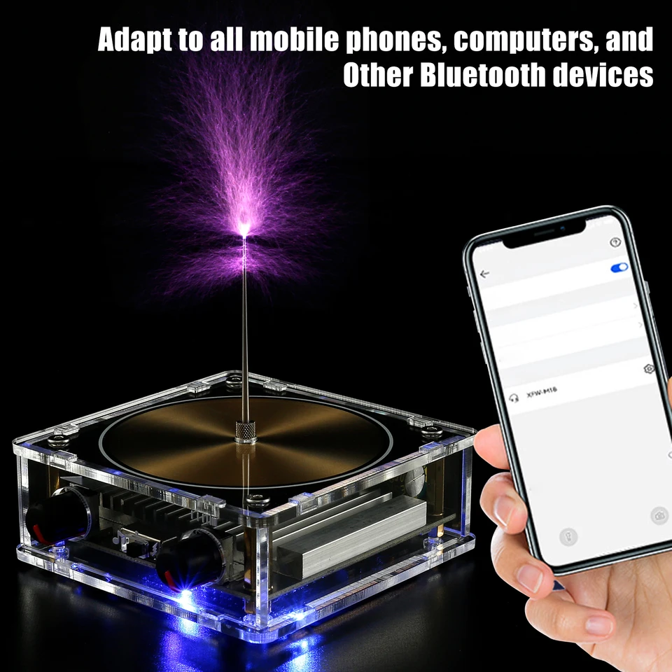 Tesla Coil Music Box Bluetooth Connection Music Coil Touchable Artificial Spark Gap Generator Generator Desktop Darček pre deti