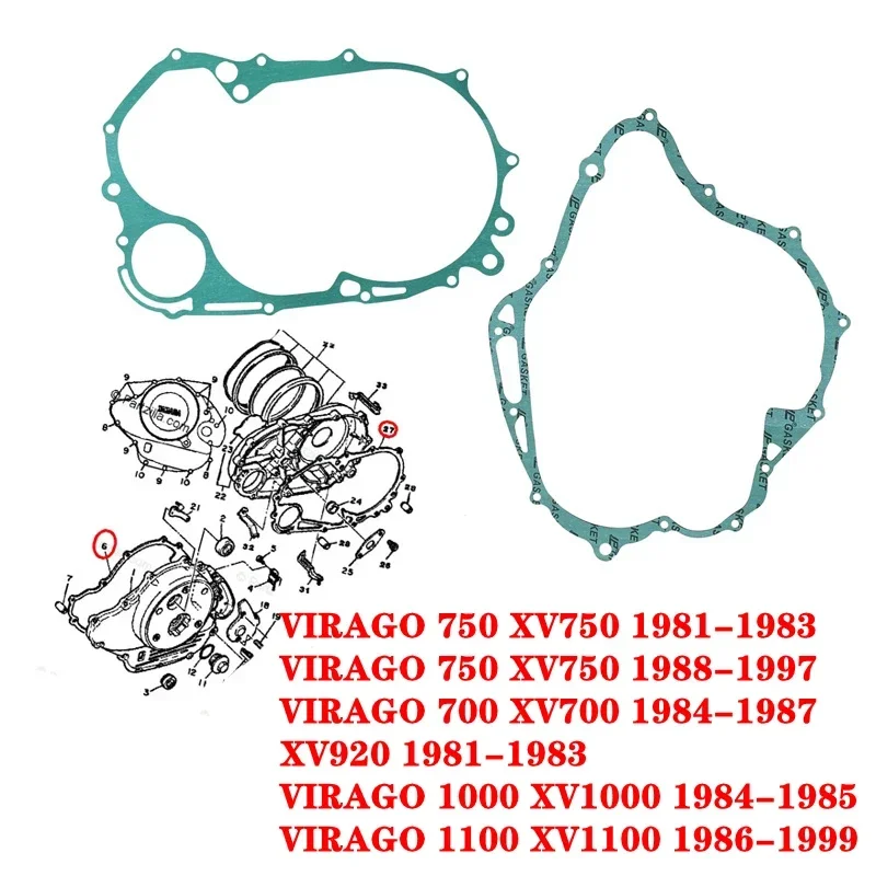 Tesnenie krytu motocyklového motora pre tesnenie Yamaha XV920 81-83 XV700 84-87 XV1100 86-99 XV1000 XV750 Virago
