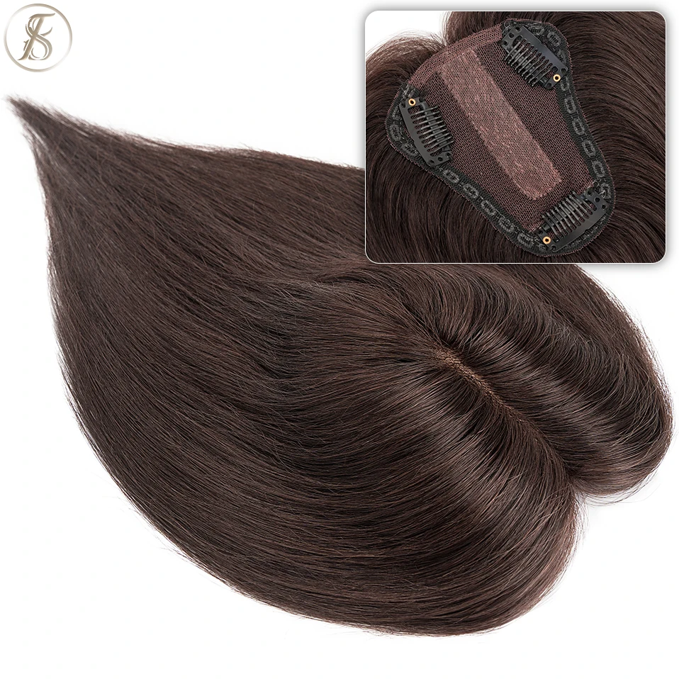 Tess Women Topper Hand Ruka s jedným uzlom Hair Topper 8x10cm Stredová časť Prírodné vlasy Parochne Hodváb