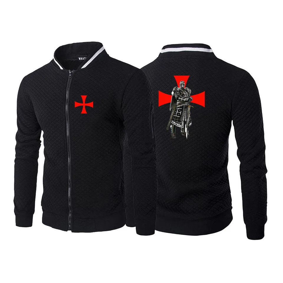 Tessffel Knights Templár 2024 Noví muži Spring Jeseň tlač Pohodlné príležitostné príležitostné šesťfarebné zips