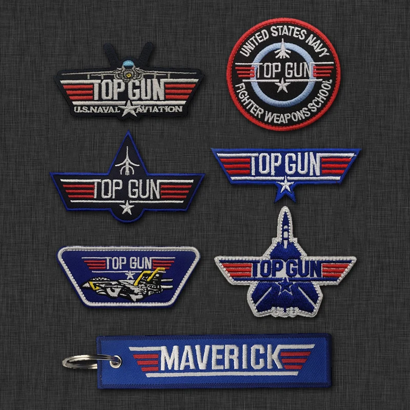 Test Gun Flight Test Maverick Ranger Patch Tomcat Fighter Weapon School Academic Squadron Odznak pre bundu