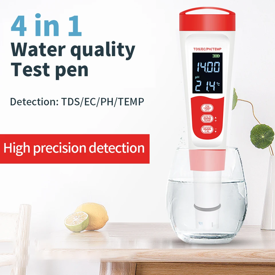 Tester kvality digitálnej vody TDS Ec PH Temp meter 0,01 Testovacie pero s vysokou presnosťou na čistotu vody pre kúpalisko pitná voda