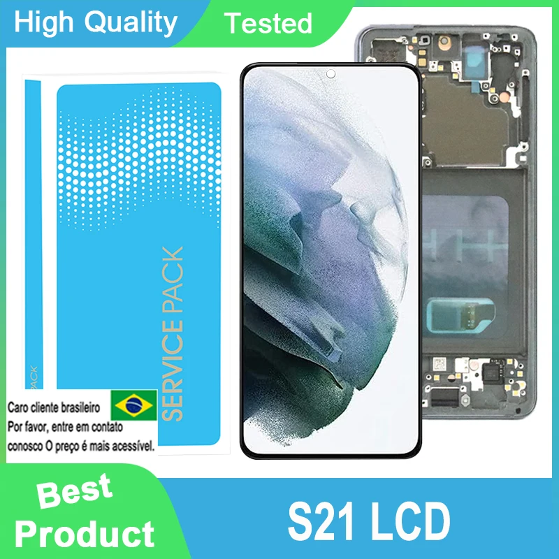Testovaný displej AMOLED pre Samsung S21 G991 G990F/DS Plná dotyková obrazovka LCD S21 G991B G991U G991W G991N G991Q LCD Opravy ČASŤ