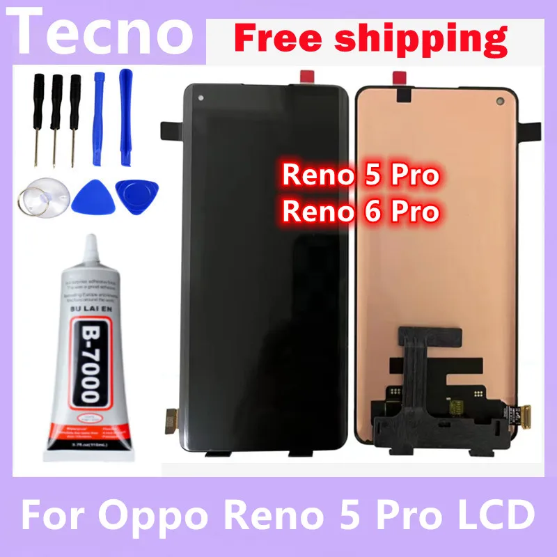 Testovaný vysoko kvalitný displej AMOLED TFT pre OPPO Reno 5 Pro /5pro plus 5G CPH2201 LCD DISPICE DISPICE TOTKY PRE RENO 6 PRO LCD
