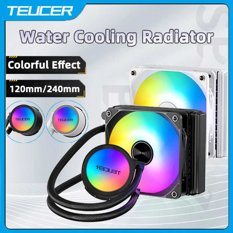 Teucer AF120 Vodný chladič 120 mm 4pin RGB chladiaci ventilátor LGA 2011 V3 X99 COUNÁL CPU CPU pre Intel 1700 1200 1155 AMD AM4 AM5
