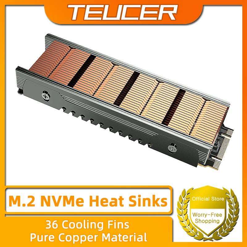 Teucer M.2 SSD Heat Wink 36 Chladiace plutvy M2 NVME 2280 Pohon na tuhý stav čistý medený chladič s tepelnou podložkou