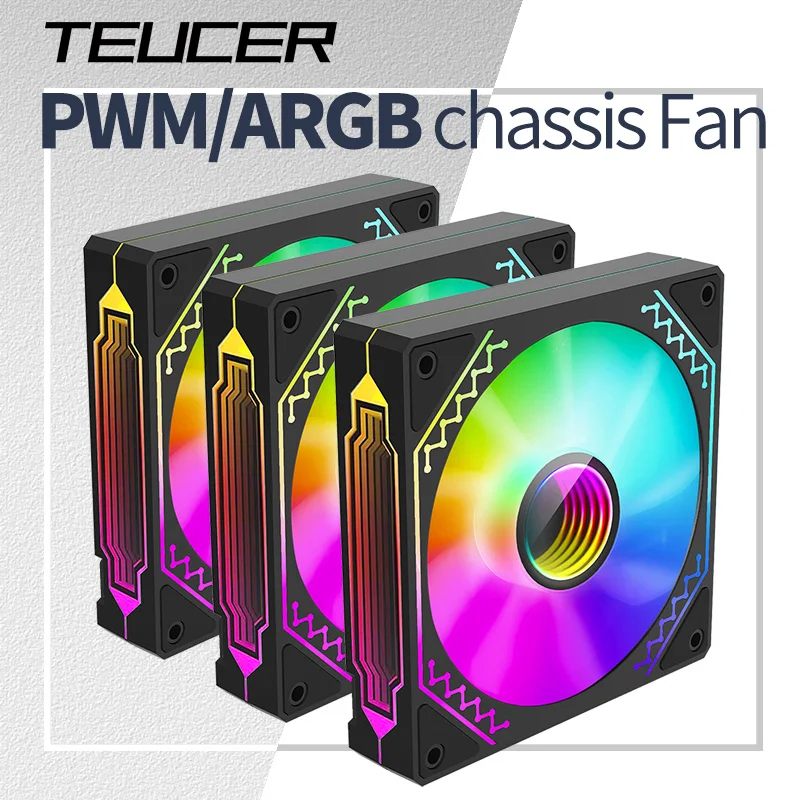 Teucer Reflection of Mirror Computer Pase ventilátor 12v/4pin PWM chladič kit ventilátory PC PC HAMER SPRÁVA Rýchlosť dvojitého halo argb ventilador