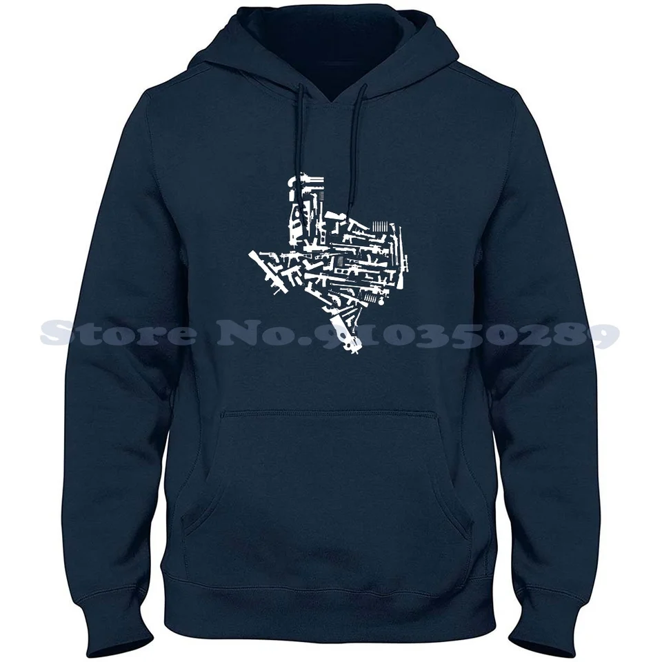Texas Gun Map 2. pozmeňujúci a doplňujúci návrh 100% bavlnená mikina Tričko Texas Lone Sta State Longhorn Football University Rangers