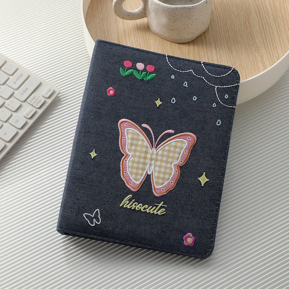 Textílie Butterfly Embroidery Loose-Leaf Album Denim Butterfly A5 Idol Photos Photos polaroid úložný album karta hviezda Chasing Card Album