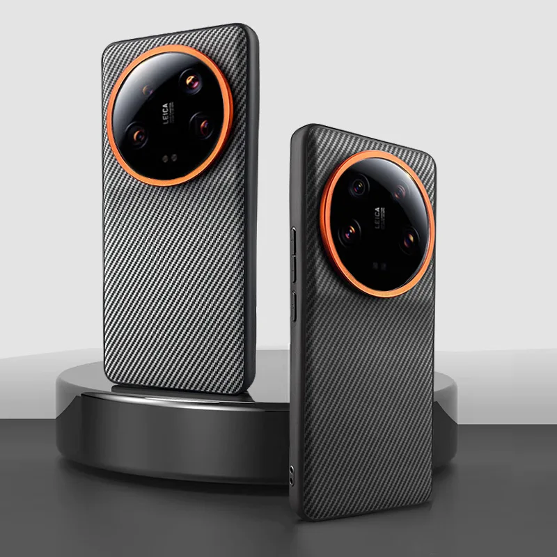 Textúra uhlíkových vlákien Plain kožené puzdro pre telefón pre Xiaomi 14 Ultra Mi14 Pro Mi 13 Ultra Hardware Lens Veľký otvor Ochranný kryt