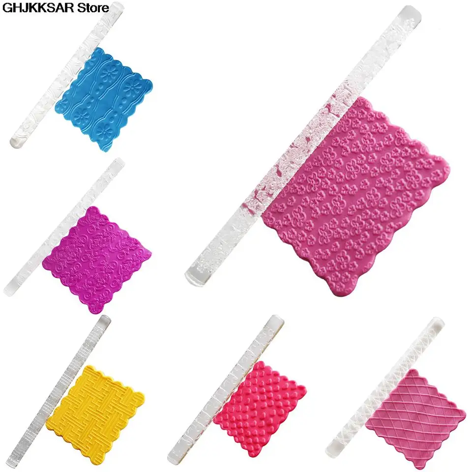 Textúrované reliéf Rolling Pin Fondant Cake Roller Bakeware Nástroje zdobenie pečiva náradie Špik