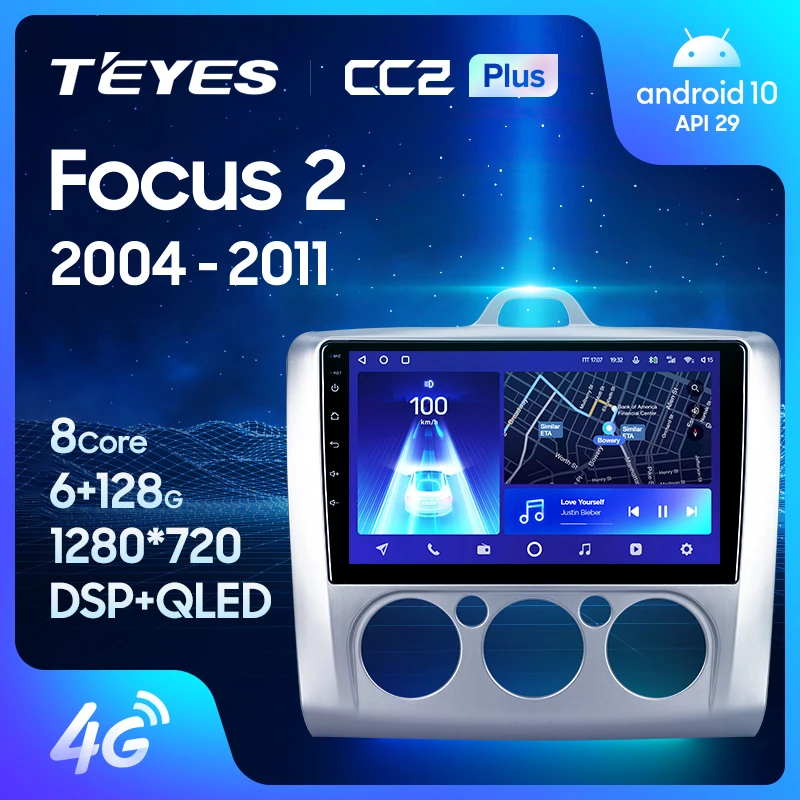 Teyes CC2 Plus pre Ford Focus 2 Mk 2 2004 - 2011 Car Multimedia Video Player Navigation GPS Android č. 2Din 2 DIN DVD