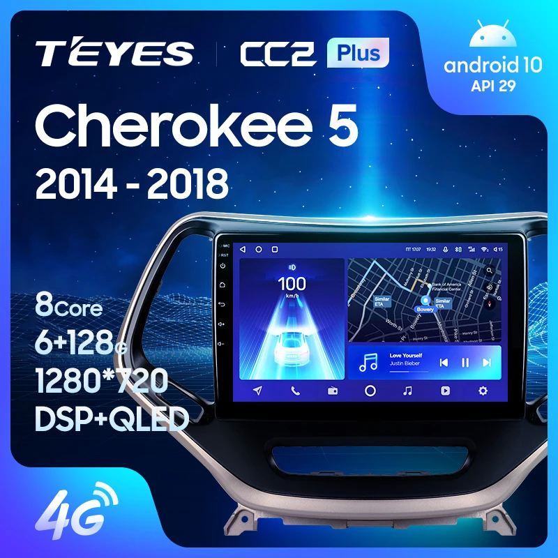 Teyes CC2 Plus pre Jeep Cherokee 5 KL 2014 - 2018 Car Multimedia Video Player Navigation Android č. 2Din 2 DIN DVD