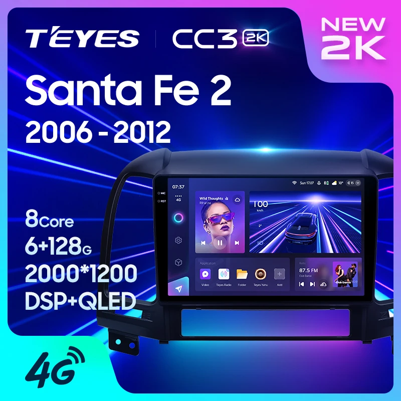 Teyes CC3 2K pre Hyundai Santa Fe 2 2006 - 2012 CAR Radio Multimedia Video Player Player navigácia Stereo Android 10 Nie 2DIN 2 DIN DVD
