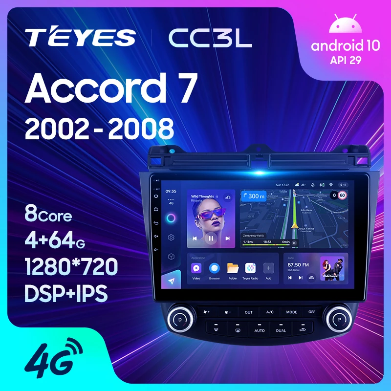 Teyes CC3L WiFi pre Honda Accord 7 2002 - 2008 Car Multimedia Video Player Player Navigation Stereo GPS Android No 2Din 2 DIN DVD