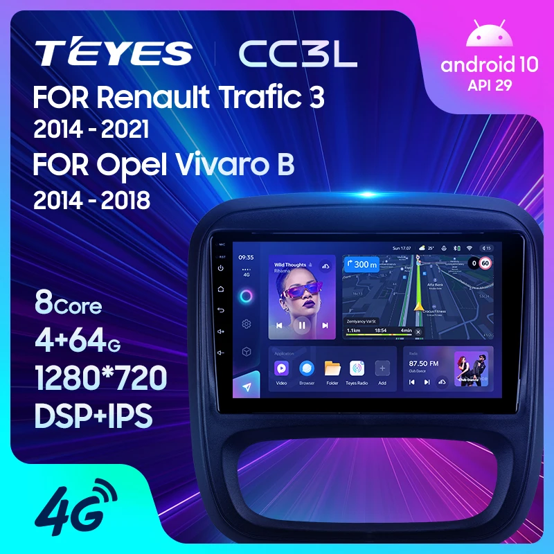Teyes CC3L WiFi pre Renault Trafic 3 2014 - 2021 pre Opel Vivaro B 2014 - 2018 Car Multimedia Video Player Navigation Stereo GPS Android Android č. 2Din 2 DVD DVD
