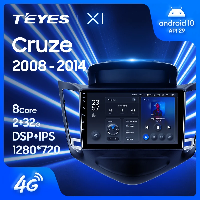 Teyes X1 pre Chevrolet Cruze J300 2008 - 2014 Car Multimedia Video Player Navigation GPS Android 10 Nie 2Din 2 DIN DVD
