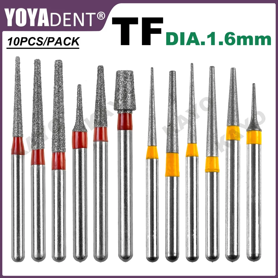 TF TYP DENTAL BURS Diamond BURS DENTistry Slawberries jemné/extra jemné pre vysokorýchlostný násadec fg dia.1.6mm10pcs/balenie