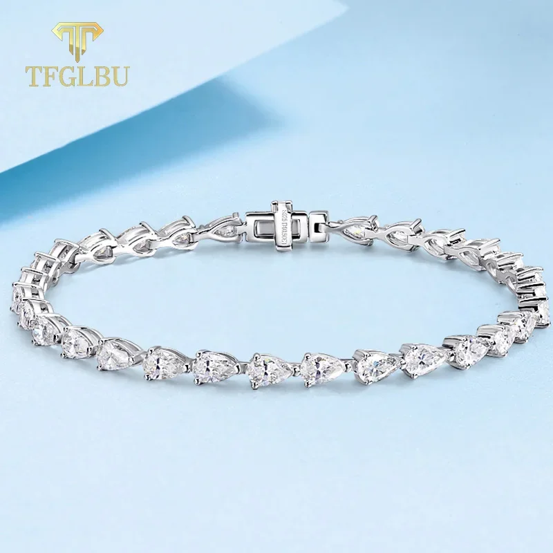 TFGLBU 3*5 mm d VVS1 Plné hrušky Moissanite tenisový náramok pre ženy vysokokvalitné šperky Sterling striebro 925 Veľkoobchod