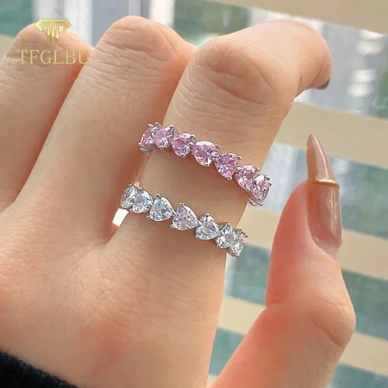 Tfglbu 3mm srdcový strih Moissanite Diamond Eternity Band s certifikátom GRA 925