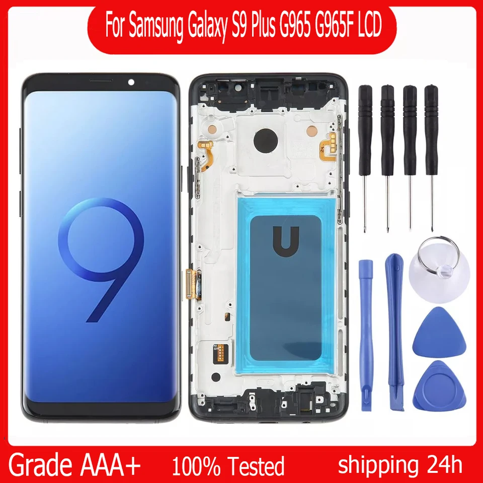 TFT LCD S9 PLUS pre Samsung Galaxy S9 Plus G965 G965F LCD DISPLEY DOPLETNÁ SCREE s rámom pre Galaxy S9+ Výmena displeja