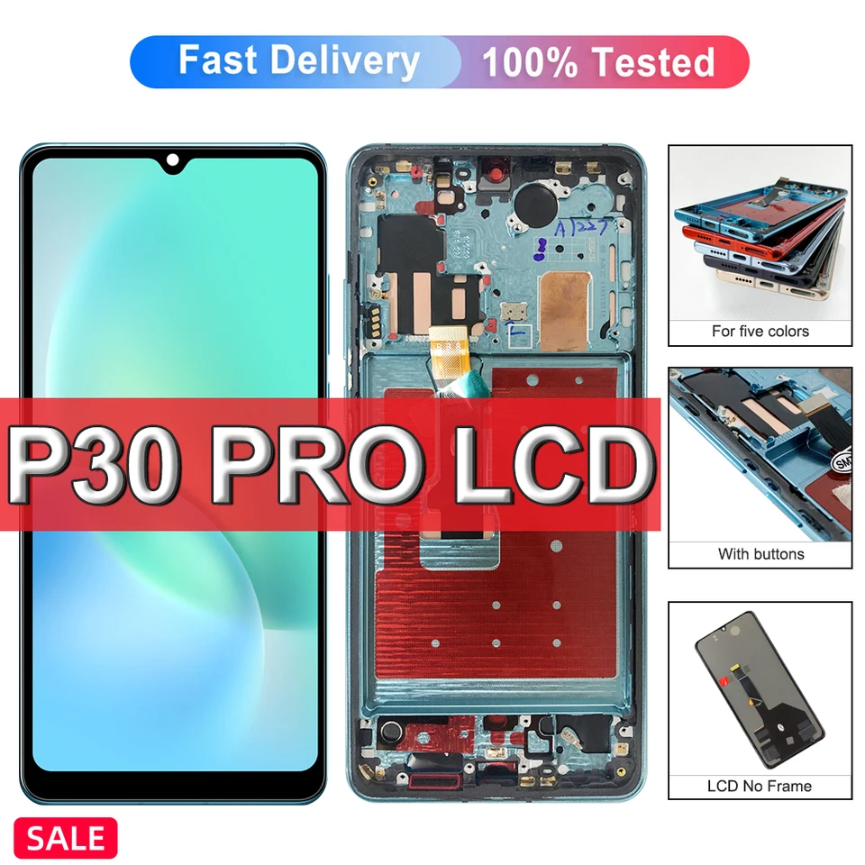 TFT pre Huawei P30 Pro LCD Display Display Digitator Digitalizátor pre Huawei P30 Pro VOG-L29 VOG-L09 Displej s rámom