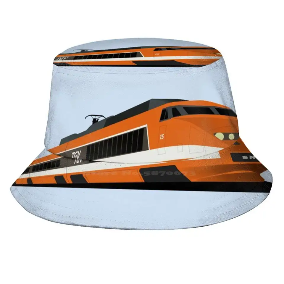TGV Oranžový vysokorýchlostný vlak, SNCF TGV SUD-EST SUN SUNN CAP Rybárske klobúky Klobúky TGV Oranžové vysokorýchlostné vlak SNCF TGV SUD est