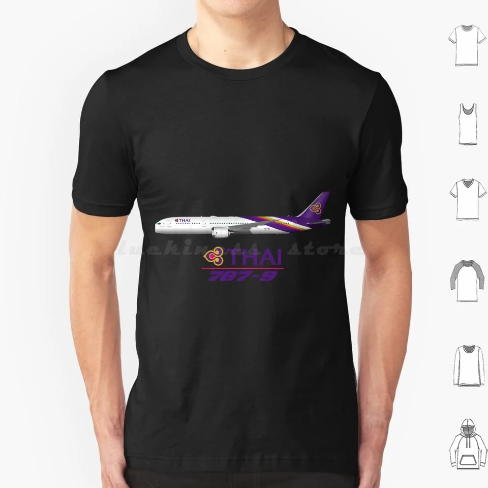 Thaj 787-9 T košeľa bavlnená muži Ženy DIY Print Airbus Airplane Airways Aviation letecké lietajúce pilotné lietadlo Thai Travel Storebuild