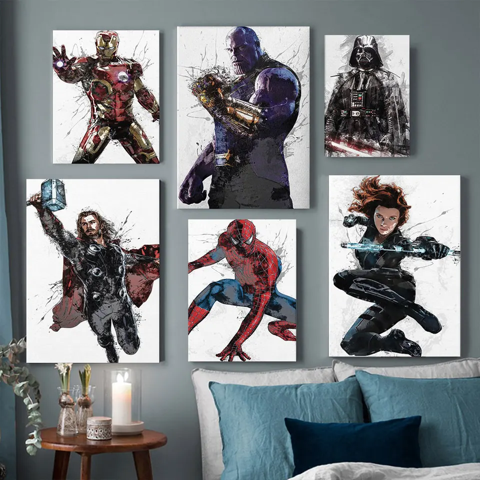 Thanos plagáty Marvel superhrdina komiks maľby plátno