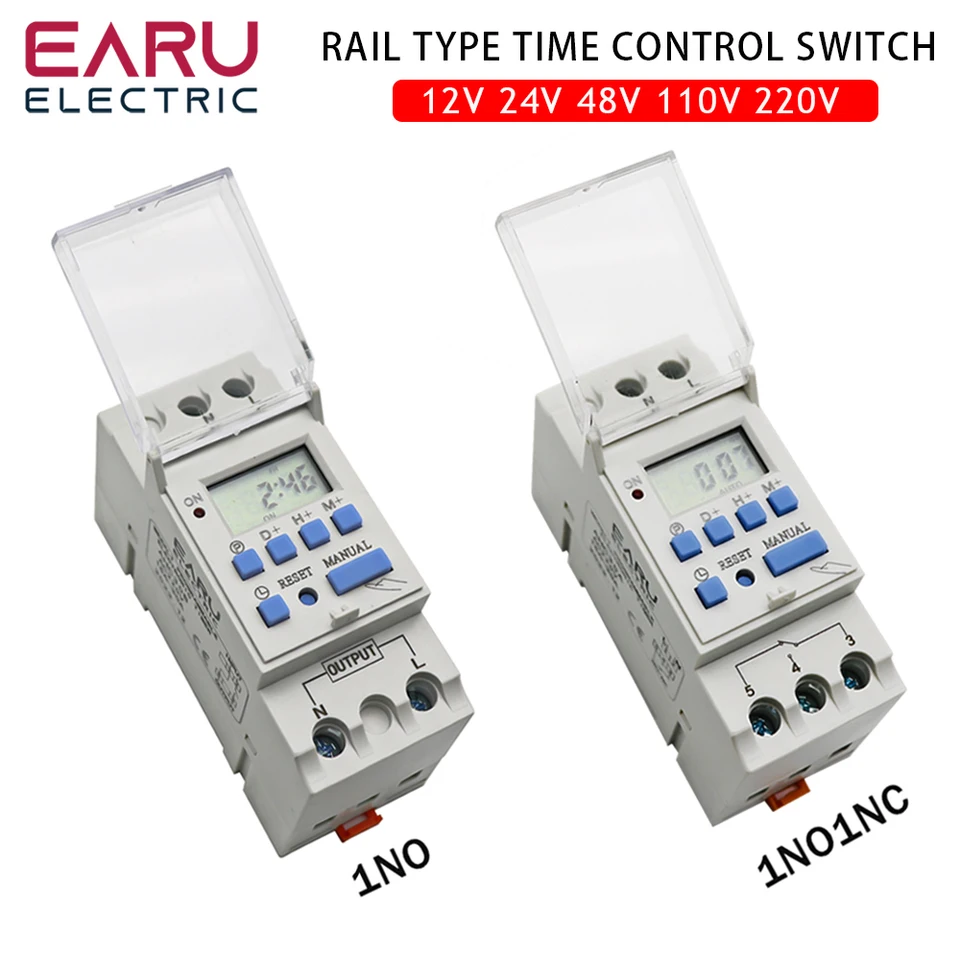 THC 15A 30A Nový typ din Rail 2 Wire Weekly 7 dní Programovateľný digitálny časový prepínač Relé Časovač Časovač AC 12V 24V 48V 220V 230V