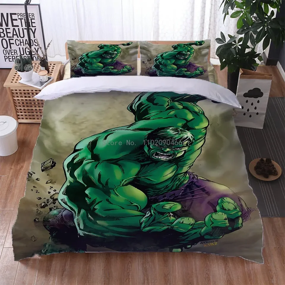 The Avengers Hulk Bedding Set Bed Bed Quilt Covorter Cover Cover Cover Kids Kids Boys Darček