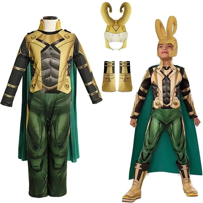 The Avengers Kids Boys Loki Cosplay kostým Halloween superhrdina cosplay kombinézy k narodeninám oslavy oblečené kostýmy