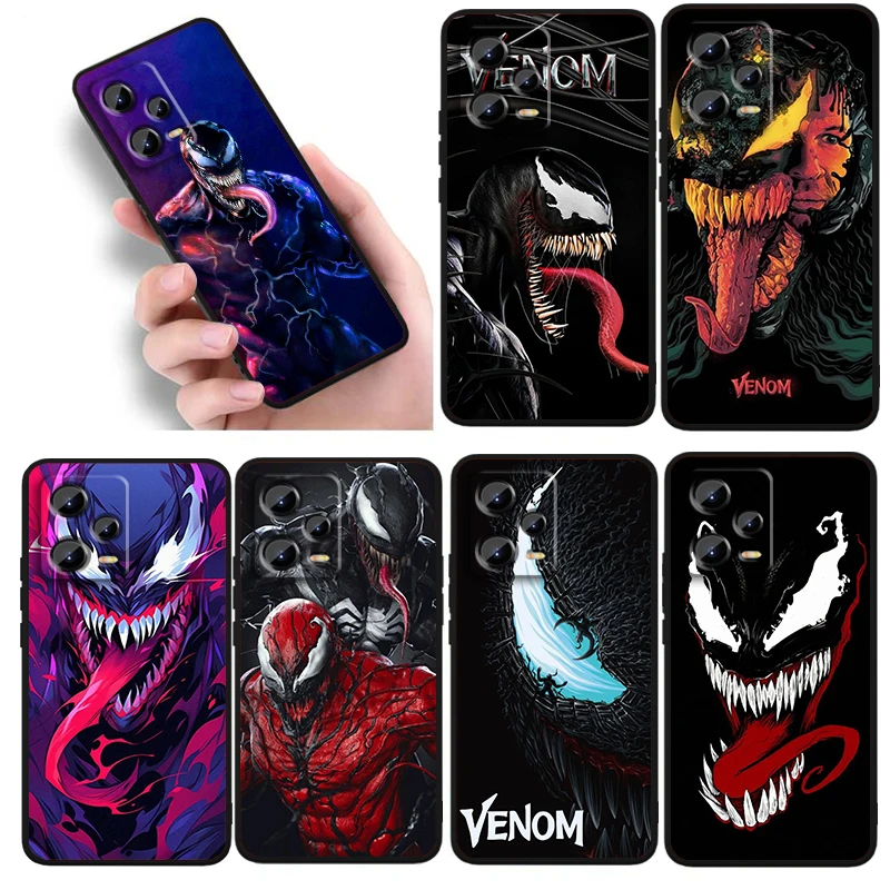The Avengers Marvel Venom pre Xiaomi Redmi Poznámka 13 12R 12S Turbo 11 11T 11S 10S Pro Plus 5G Čierny kryt telefónu telefón