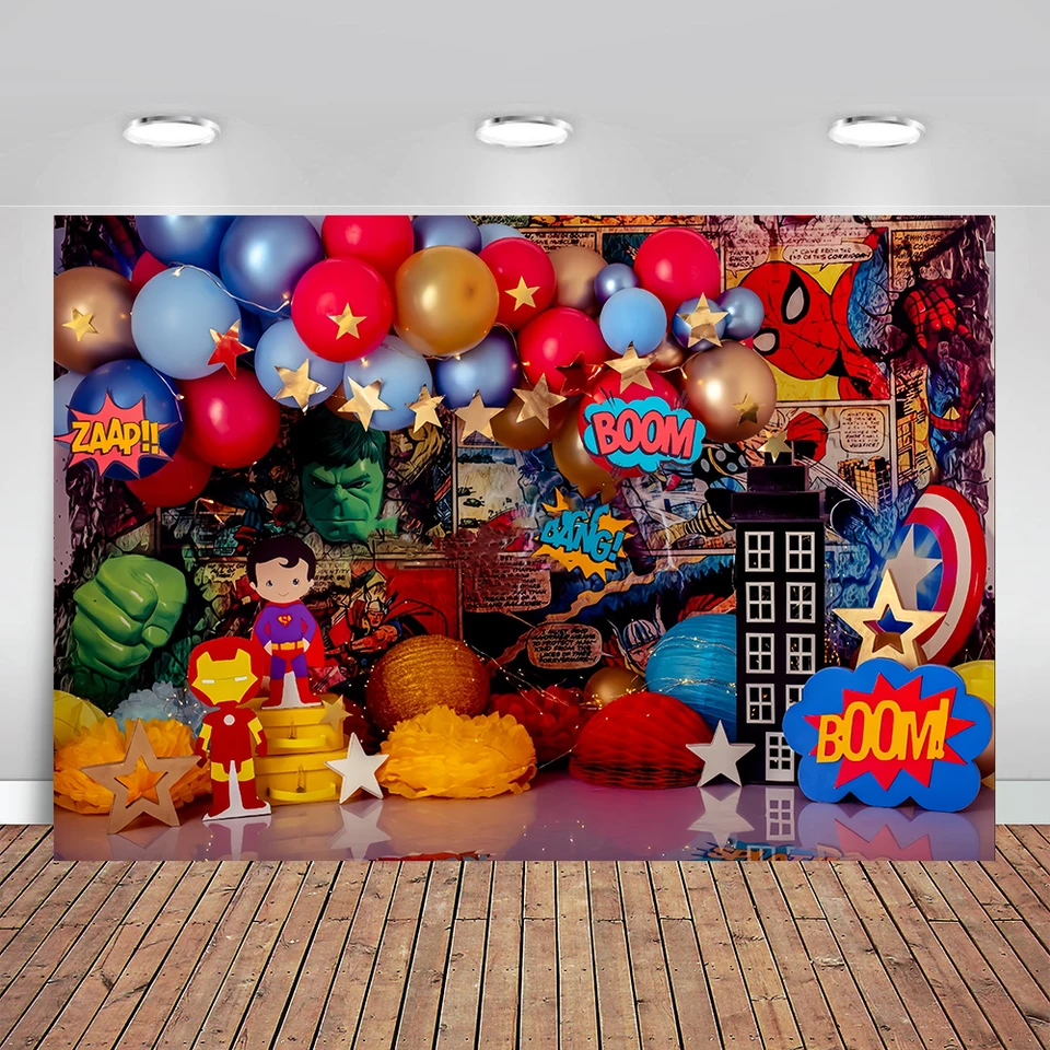 The Avengers Superhrdinové pozadie vinylové kreslené znaky Obrázok Photografia pozadie pre bábätko