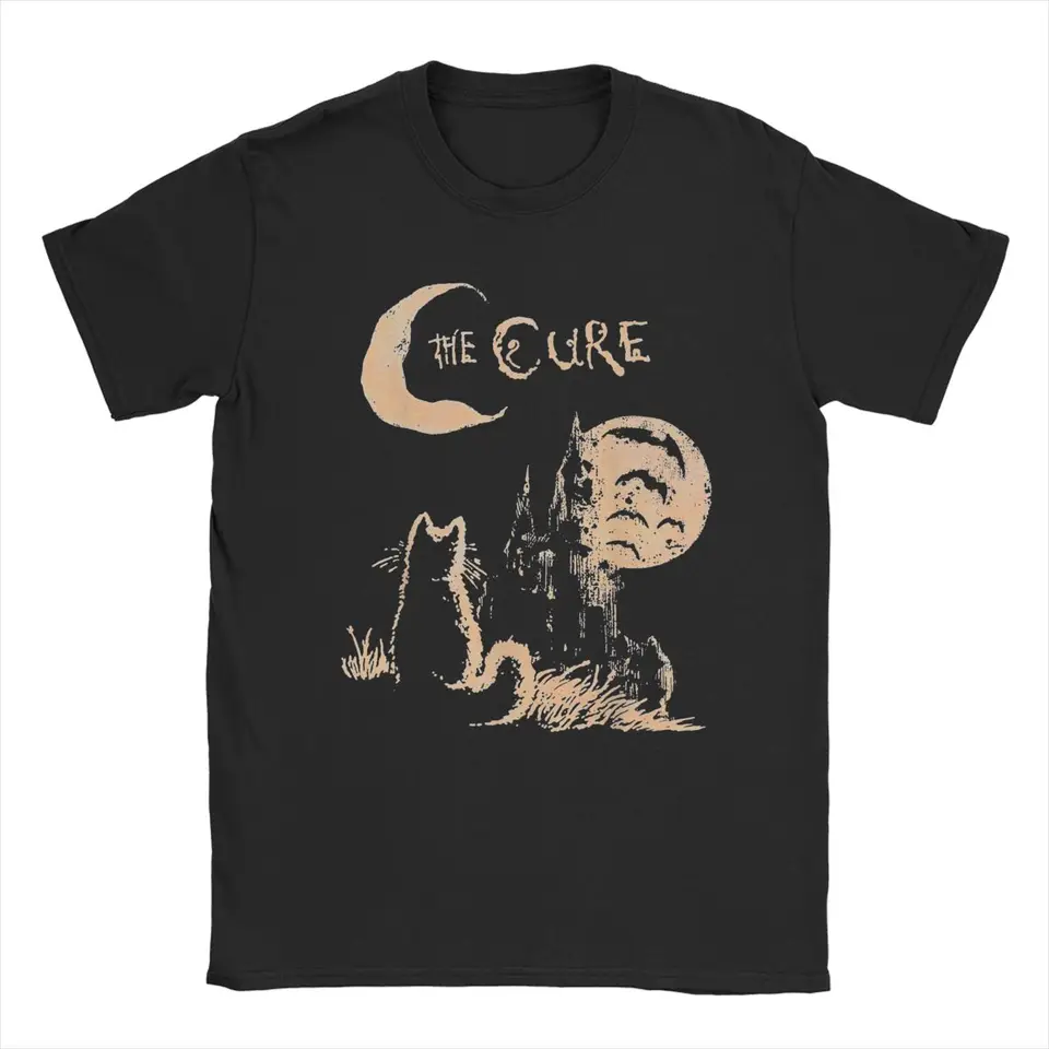 The Cures Cat Moon T-Shirts Men Robert Smith Music Band Novle