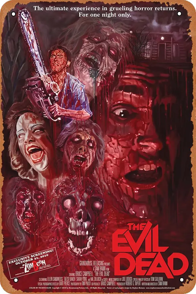 The Evil Dead (1981) plagát vintage cínový znak retro kovový znak pre bar garáž pre garáže Man Cave Domov Darček darček 12 x 8 palcov
