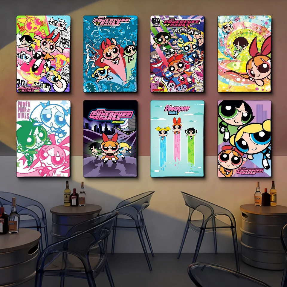 The-P-PowerPuffs Cartoon Girls Anime Plagáty lepivé dekorácie maľba nástenné umenie biele kraft papierové steny dekor