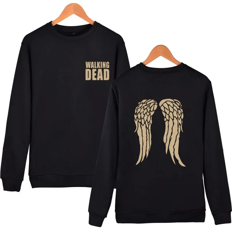 The Walking Dead Zombie Daryl Dixon Wings Nadmerná kapucňa Ženy Men O-krk dlhý rukáv posádka mikiny ležérne stopy