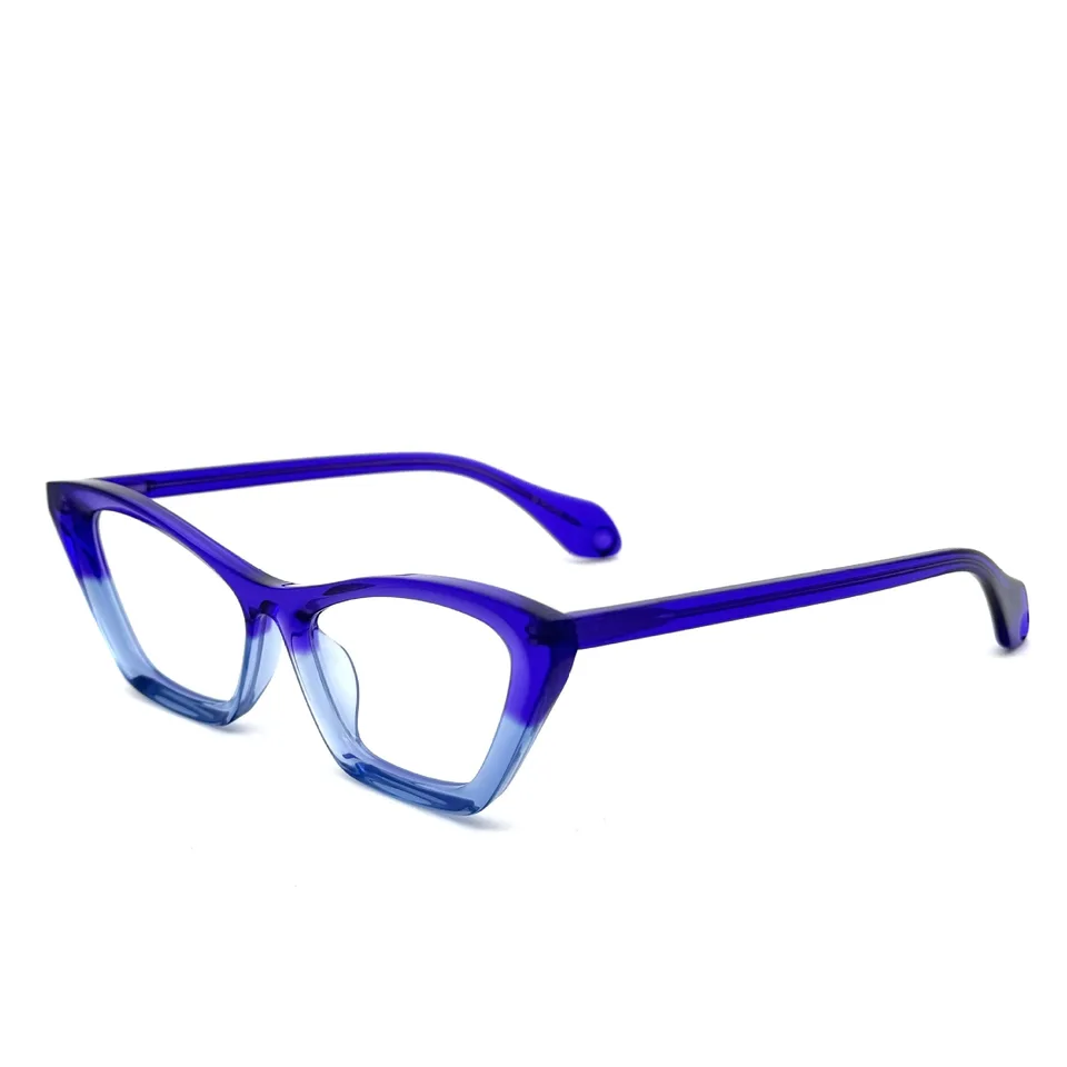 Theo Belgium Designer Cat Eye Tvar Purple s modrými acetátovými okuliarmi okuliare okuliare okuliare Muži Muž Dámske okuliare Mille+89
