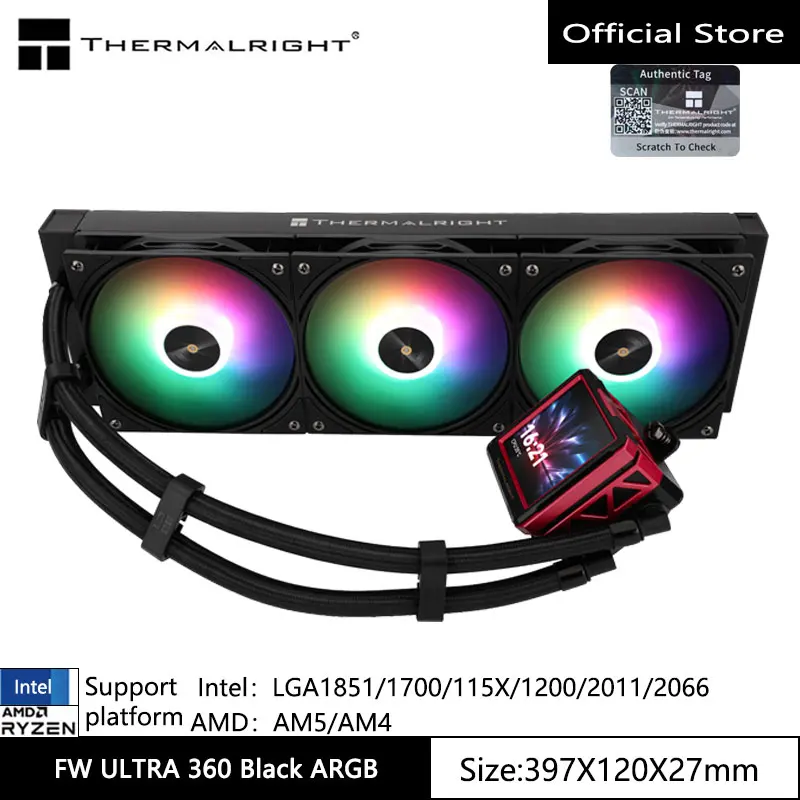 ThermalRight FW Ultra 360 ARGB All -in -One Water Cold Radiator, magneticky otočným 2,88 -palcovým LCD displejom, podporu LGA1700/AM5