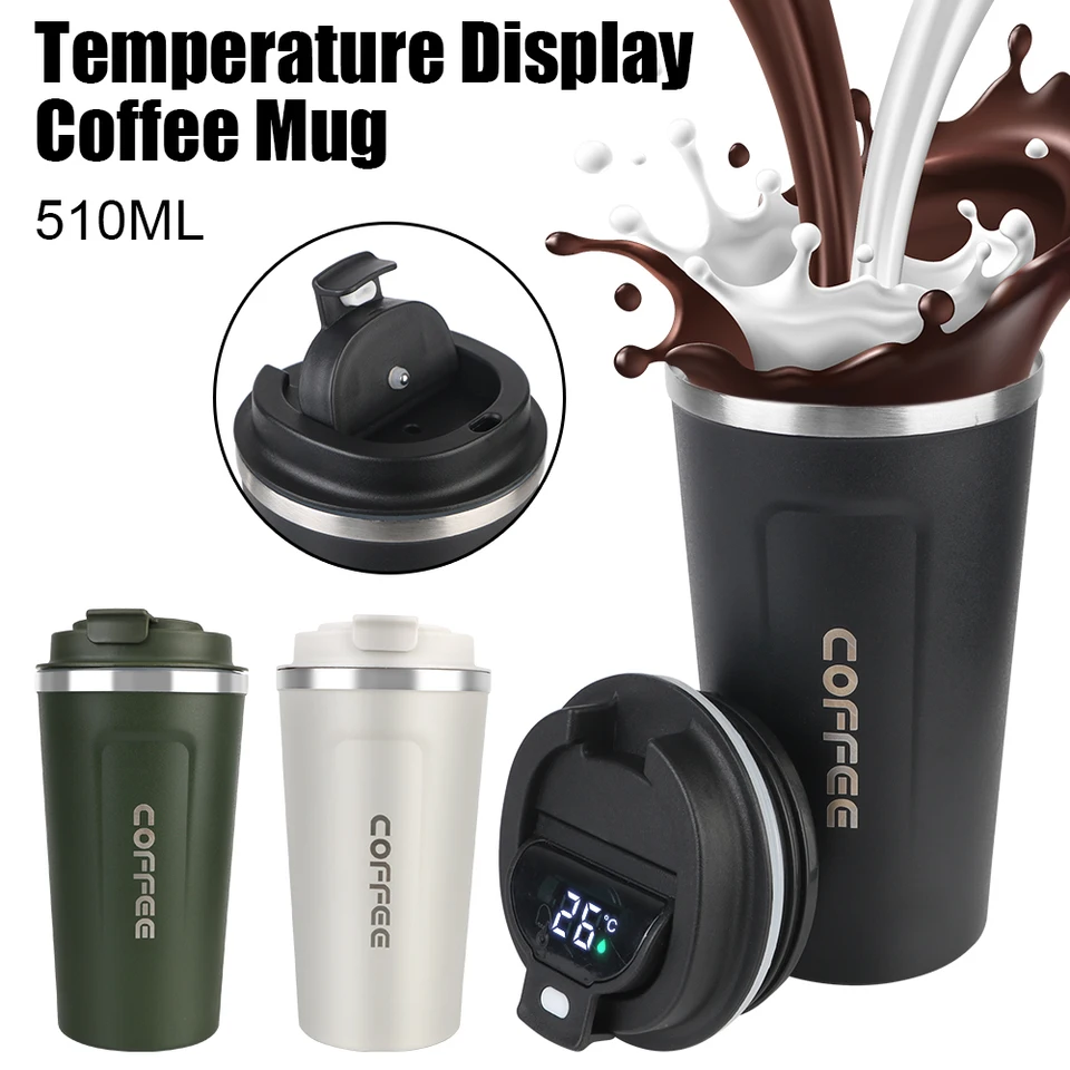 Thermo Cafe pre čajovú vodu káva 510 ml kávu Hmo teplota displej automobilu Thermos Hrnč
